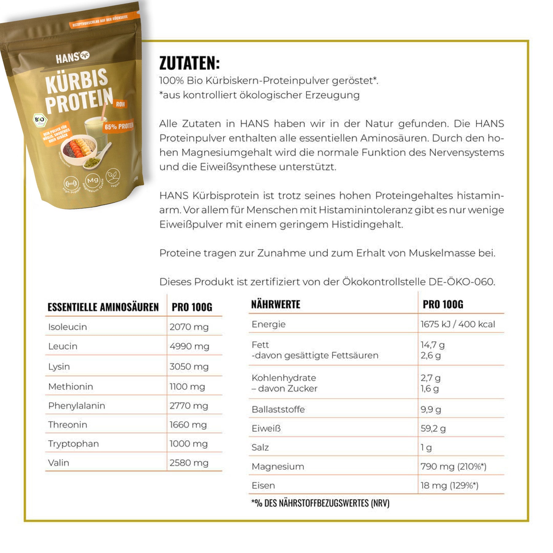 Kürbisprotein Roh